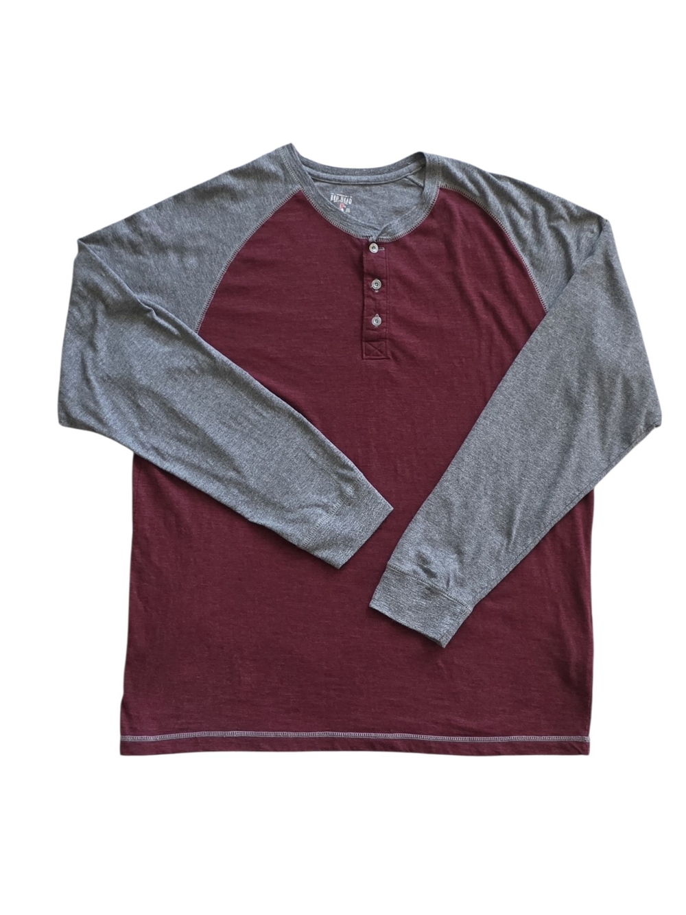 RedHead XL Maroon Gray Henley Raglan Gorpcore Outdoor Shirt Extra Large